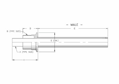 drawing of cryogenic bayonet set, male component